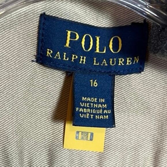 Polo Ralph Lauren Dress Girls 16 Khaki Button Front Belted Chino Preppy Cotton - Picture 2 of 9